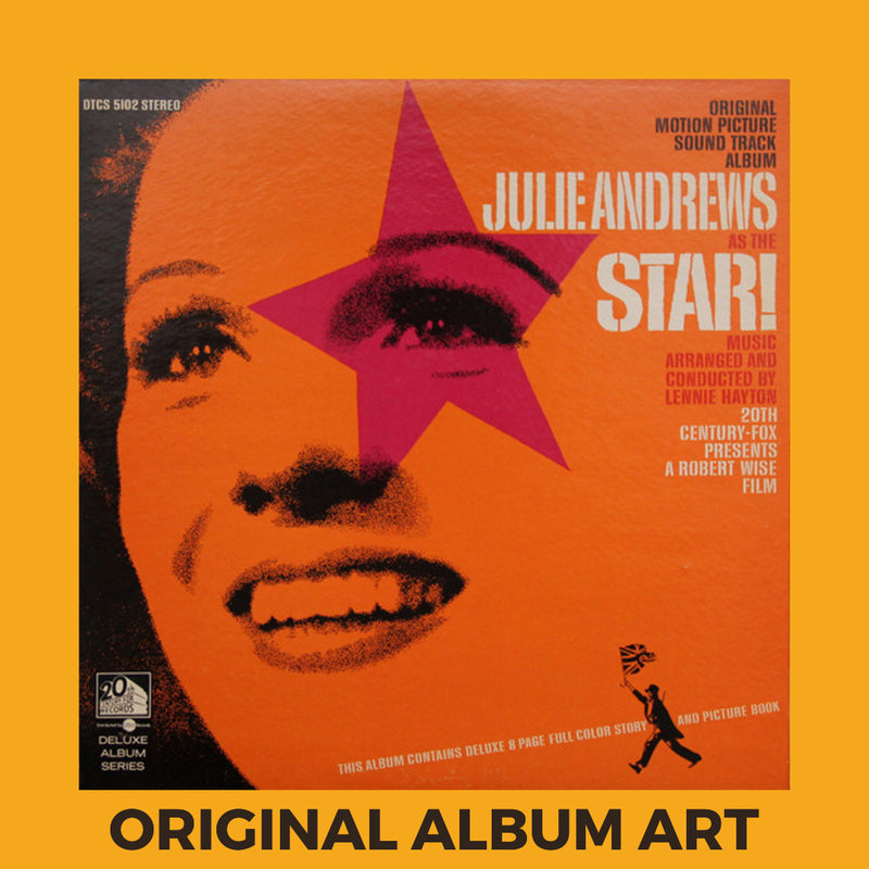 Photo of the cover of the Julie Andrews "Star! (Original Motion Picture Sound Track Album)" album sleeve with the text "Original Album Art" on an orange border around the photo.