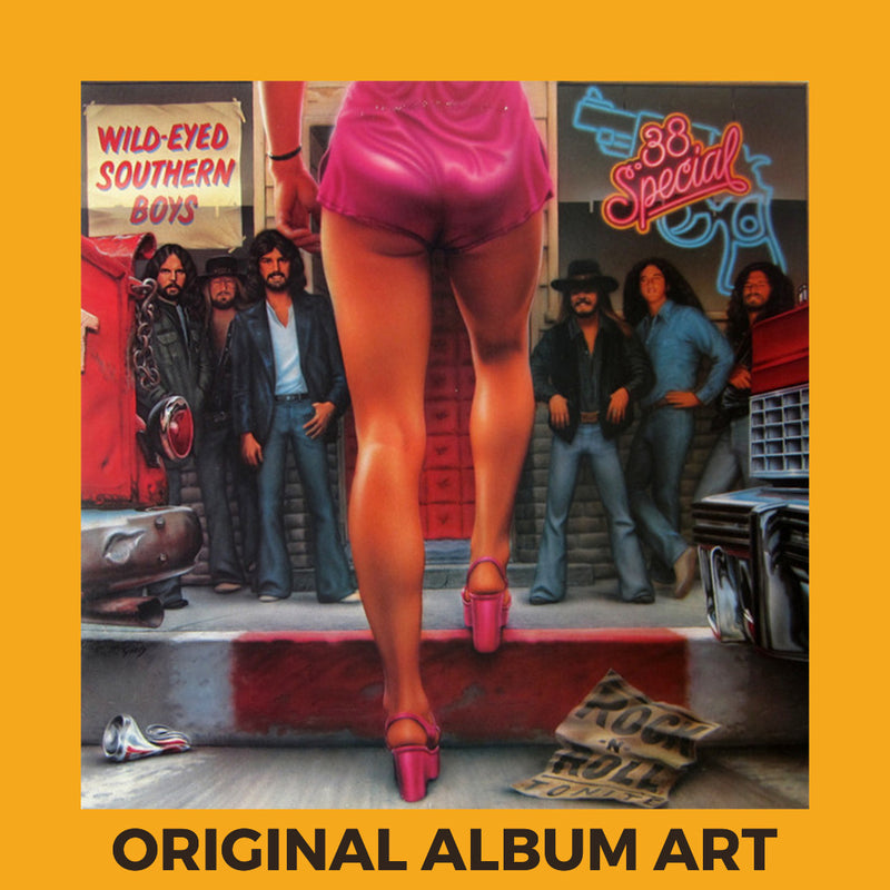 Photo of the cover of the R.38 Special "Wild-Eyed Southern Boys" album sleeve with the text "Original Album Art" on an orange border around the photo.