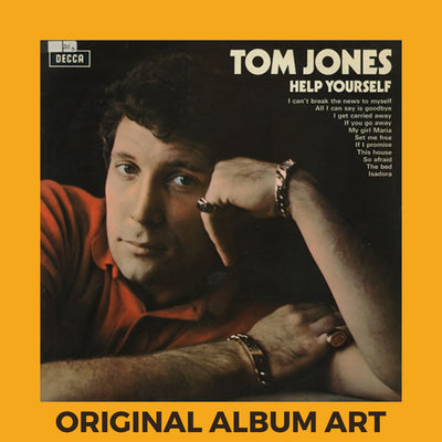 Photo of the cover of the Tom Jones "Help Yourself" album sleeve with the text "Original Album Art" on an orange border around the photo.