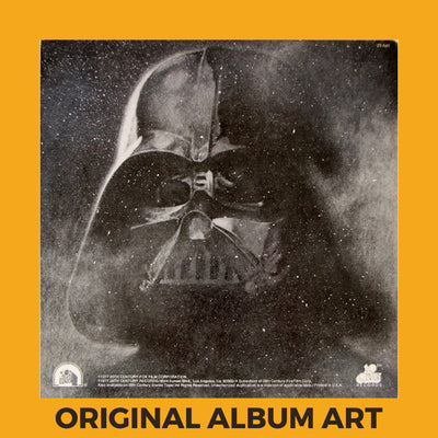 Photo of the cover of the John Williams & the London Symphony Orchestra "Star Wars" album sleeve with the text "Original Album Art" on an orange border around the photo.