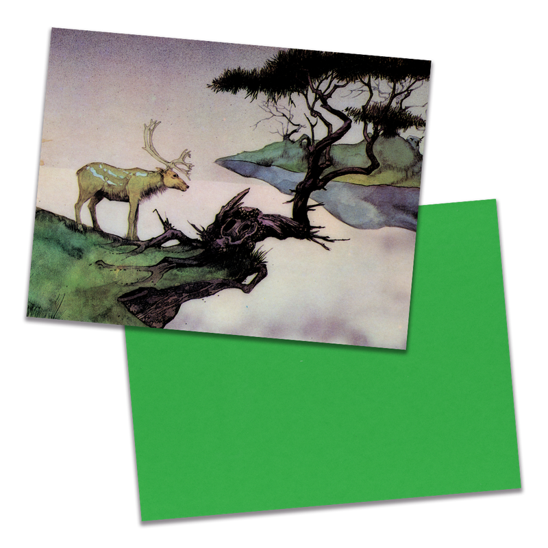 Photo of a 11” x 8.5” notebook cover made from an upcycled Yes “Yessongs” album sleeve and the back cover with green cardstock on a transparent background.