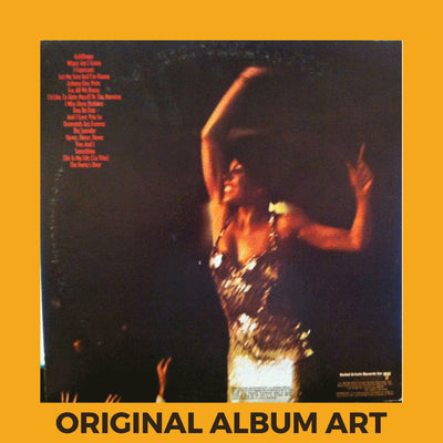 Photo of the cover of the Shirley Bassey “Live At Carnegie Hall” album sleeve with the text “Original Album Art” on an orange border around the photo.