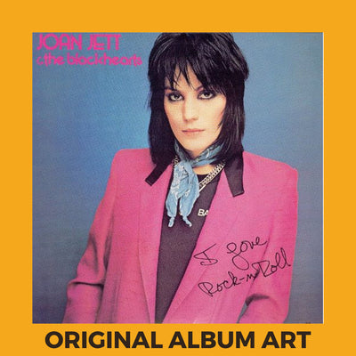 Photo of the cover of the Joan Jett & the Blackhearts “I Love Rock ‘N Roll” album sleeve with the text “Original Album Art” on an orange border around the photo.