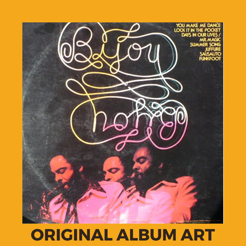 Photo of the cover of the Grover Washington, Jr “Live At The Bijou” album sleeve with the text “Original Album Art” on an orange border around the photo.