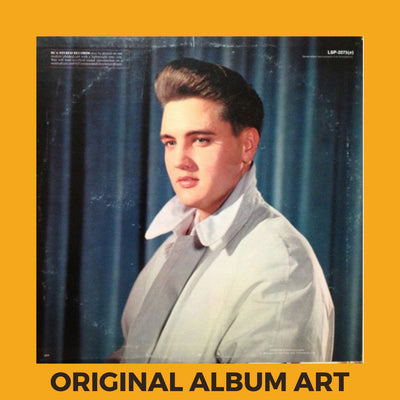 Photo of the cover of the Elvis Presley “50,000,000 Elvis Fans Can’t Be Wrong (Elvis’ Gold Records, Vol. 2)” album sleeve with the text “Original Album Art” on an orange border around the photo.