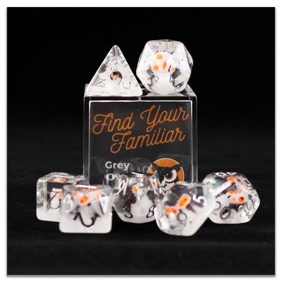 Find Your Familiar Grey Owl Dice Set