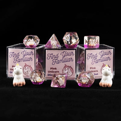 Find Your Familiar Pink Unicorn Dice Set