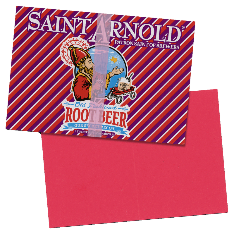 Photo of a notebook cover made from upcycled Saint Arnold "Old Fashioned Root Beer" packaging and pink washi tape and the back cover with red cardstock on a transparent background.